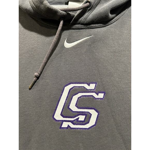 Vintage 90’s Nike Center Check Swoosh Hoodie Size Medium USA Made COLLEG STATION - Picture 2 of 7